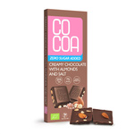 Krémes csokoládé mandulával és sóval, hozzáadott cukor nélkül, BIO 40 g – Cocoa