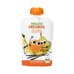 Gluténmentes körte - banán - narancs - vanília mousse hozzáadott cukor nélkül 8 hónapos kortól BIO 100 g - Freche Freunde