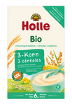 Holle BIO háromgabonás teljes kiőrlésű kása hozzáadott cukor nélkül, gluténmentes, 6 hónapos kortól, 250 g